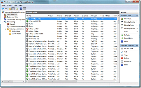Screenshot of the Windows Firewall control panel