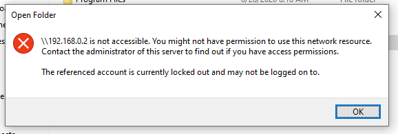 "Account locked out" error message